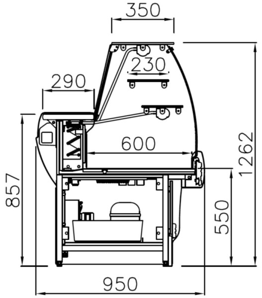 PICTOGRAMME DIMENSIONS PETITE VITRINE FROIDE